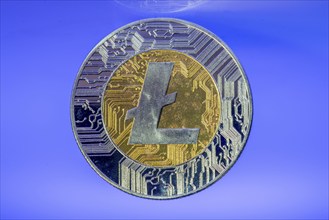 Litecoin, LTC, cryptocurrency, symbol coin, optical placeholder for the digital currency,