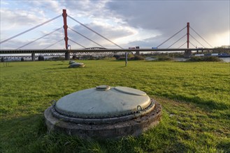 Rhine at Duisburg-Beeckerwerth, well for water extraction by bank filtrate from the Rhine, by the