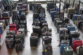 Luggage storage, cloakroom, in an exhibition hall, at the Hannover Messe, Lower Saxony, Germany,