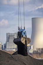 The NIAG Rhine port in Rheinberg-Orsoy, unloading of cargo ships with imported coal, then loading