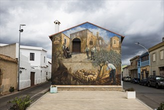 Wall painting, murals, graffiti, street art, San Sperate, Sardinia, Italy, Europe