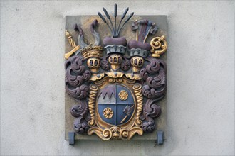 The coat of arms of Johann Gottfried von Guttenberg is located on the town hall of Würzburg Lower