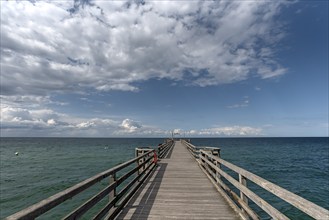 Heiligendamm pier, cloudy sky, Mecklenburg-Western Pomerania, Germany, Europe