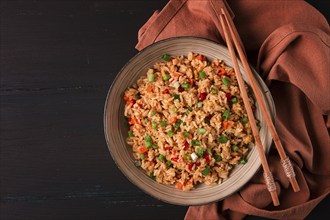 Fried Rice, with vegetables and egg, Chinese cuisine, homemade, no people