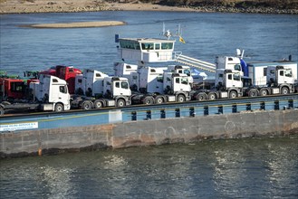 Cargo ship on the Rhine, near Krefeld, specialised freighter for vehicles, Vera/RoRo1 pushed