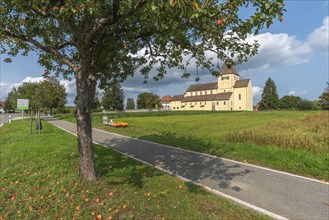 Oberzell, Reichenau Island, St. George's Parish Church, UNESCO World Heritage Site, pumpkin sale,