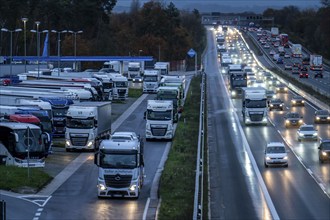 Rest area Ohligser Heide West, on the A3 motorway, direction Cologne, near Solingen, full truck