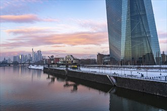 The skyline of Frankfurt am Main, skyscrapers of the banking district, building of the European