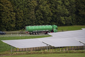 Solar park, photovoltaic system along the A44 motorway, near the Lichtenau junction, North