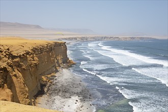 Paragliders at Supay Beach, Reserva Nacional de Paracas, Ica region, Pisco province, Peru, South