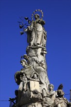 Old town, at Piata Libertatii, Freedom Square, baroque Marian column with St John of Nepomuk,