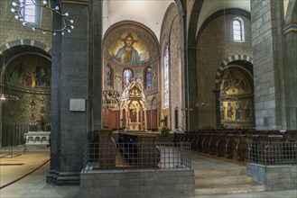 Interior view, Romanesque monastery church, Benedictine Abbey Maria Laach, Eifel,