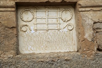 Columbarios Roman burial ground funerary mausoleums family memorial monument, Merida, Extremadura,