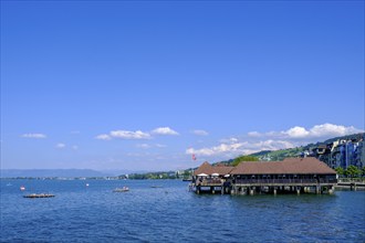 Historic bathing hut, bathing establishment, Rorschach on Lake Constance, Canton of St. Gallen,