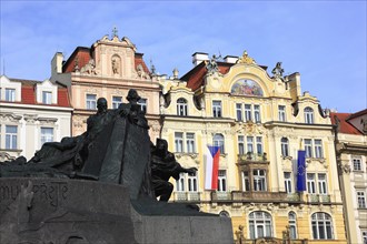 Jan Hus Monument on the Old Town Square, Prague, Czech Republic, Europe