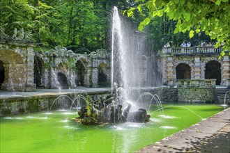 Lower Grotto with water features in the Hermitage Palace Park, Bayreuth, Upper Franconia,