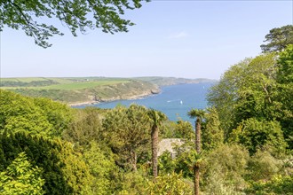 View of coast looking east towards Prawle Point from Sharpitor, Salcombe, south Deven, England, UK