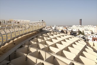 Metropol Parasol wooden structure in Plaza La Encarnación, Seville, Spain, architect Jürgen