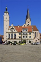 Europe, Germany, Bavaria, Ingolstadt, Town Hall, built in 1882, Church of St Moritz, Ingolstadt,