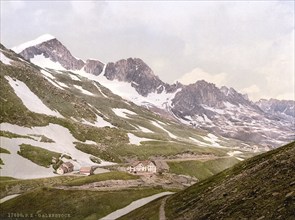 Furka Pass, Galenstock, general view, Bernese Oberland, Switzerland, Historic, digitally restored