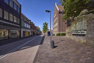 Marktstraße, pedestrian zone with shops in the city centre of Dülmen, Münsterland, Coesfeld