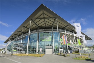 VfL Wolfsburg's Volkswagen Arena football stadium, Wolfsburg, Lower Saxony, Germany, Europe