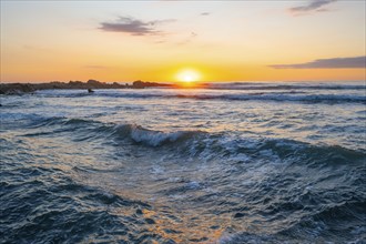 Sunset over the sea, coast near Montezuma, Nicoya Peninsula, Puntarenas Province, Costa Rica,