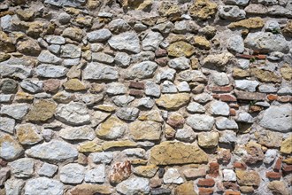 Wall stones with different types of stone, full-size, Staufen Castle ruins, Staufen im Breisgau,