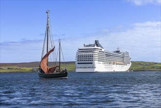 Cruise ship docked in Lerwick in Shetland Scotland British Islands.