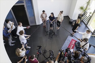 Annalena Bärbock (Alliance 90/The Greens), Federal Foreign Minister, during a press statement as