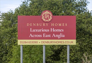 Advertising sign for luxurious homes in East Anglia, Denbury Homes property developers builders,