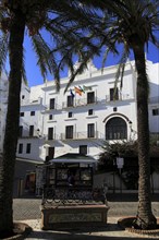 Ayuntamiento town hall in traditional whitewashed buildings in Vejer de la Frontera, Cadiz