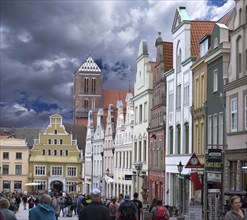 Historic houses in a shopping street, Altböterstraße, Mecklenburg-Vorpommern, Germany, Europe