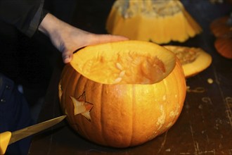 Pumpkin carving for Halloween