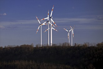 Wind turbines at the Garzweiler open-cast lignite mine, Jüchen, North Rhine-Westphalia, Germany,