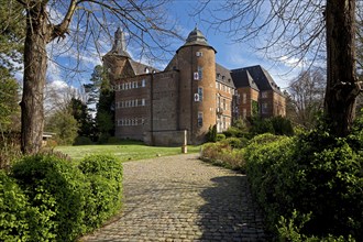 Bedburg Castle, former moated castle in the Erft lowlands, Rhine-Erft district, Lower Rhine, North