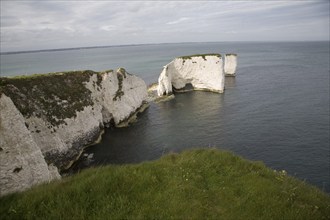 Old Harry chalk cliffs and stacks, Dorset, England, United Kingdom, Europe