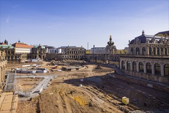 The lilacs bloom magnificently at the Zwinger moat, Dresden, Saxony, Germany, Europe