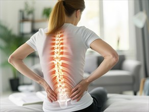 Back lower lumbar pain rheumatism from injury, inflammation, arthritis or chronical overuse, AI