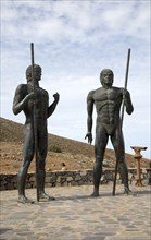 Statues of indigenous Mahos tribal leaders Guize and Ayose by Emiliano Hernandez, Fuerteventura,