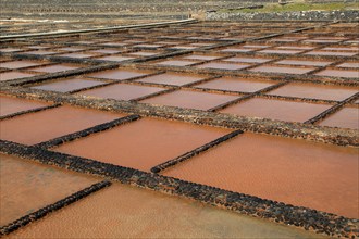 Evaporation of sea water in salt pans, Museo de la Sal, Salt museum, Las Salinas del Carmen,