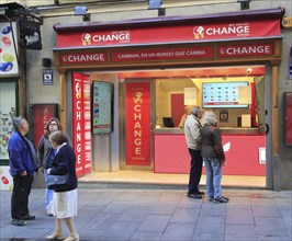 Bureau de Change money exchange Best and Fast shop in Madrid city centre, Spain, Europe