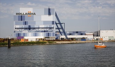 Waterside sign Hollandia steelworks, Krimpen aan de Ijssel, Rotterdam, Netherlands