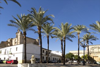 Historic Plaza del Mercado, Barrio de Santiago, Iglesia de San Mateo, Jerez de la Frontera, Spain,