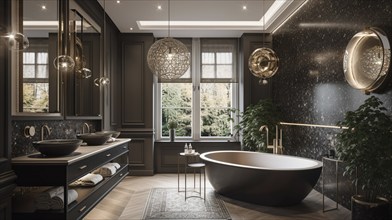 Luxurious custom bathroom upgrade interior, generative AI, AI generated