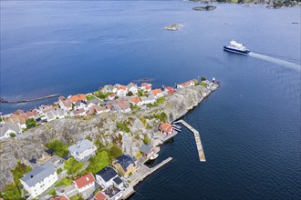 Aerial view of island Kragerø, traditional village at the southern norwegian coast, typical white