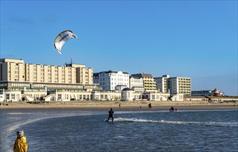 Skyline of Borkum, beach, island, East Frisia, winter, season, autumn, Lower Saxony, Germany,