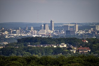 View of the skyline of Essen, from the north-west, in the background the WDR transmitter