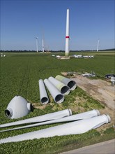 Repowering, dismantled Enercon E-58 wind turbine in a wind farm near Issum, 9 older wind turbines