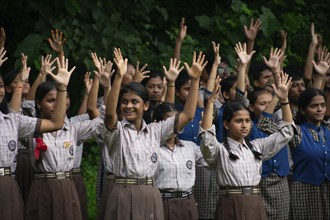 Students of Govt. Deaf And Dumb School sings patriotic song in sign language, as they participate